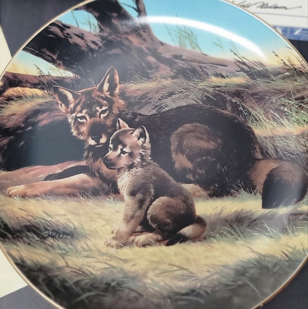Bradford Exchange 1989 " The Red Wolf" Collectors plate - Picture 2 of 3